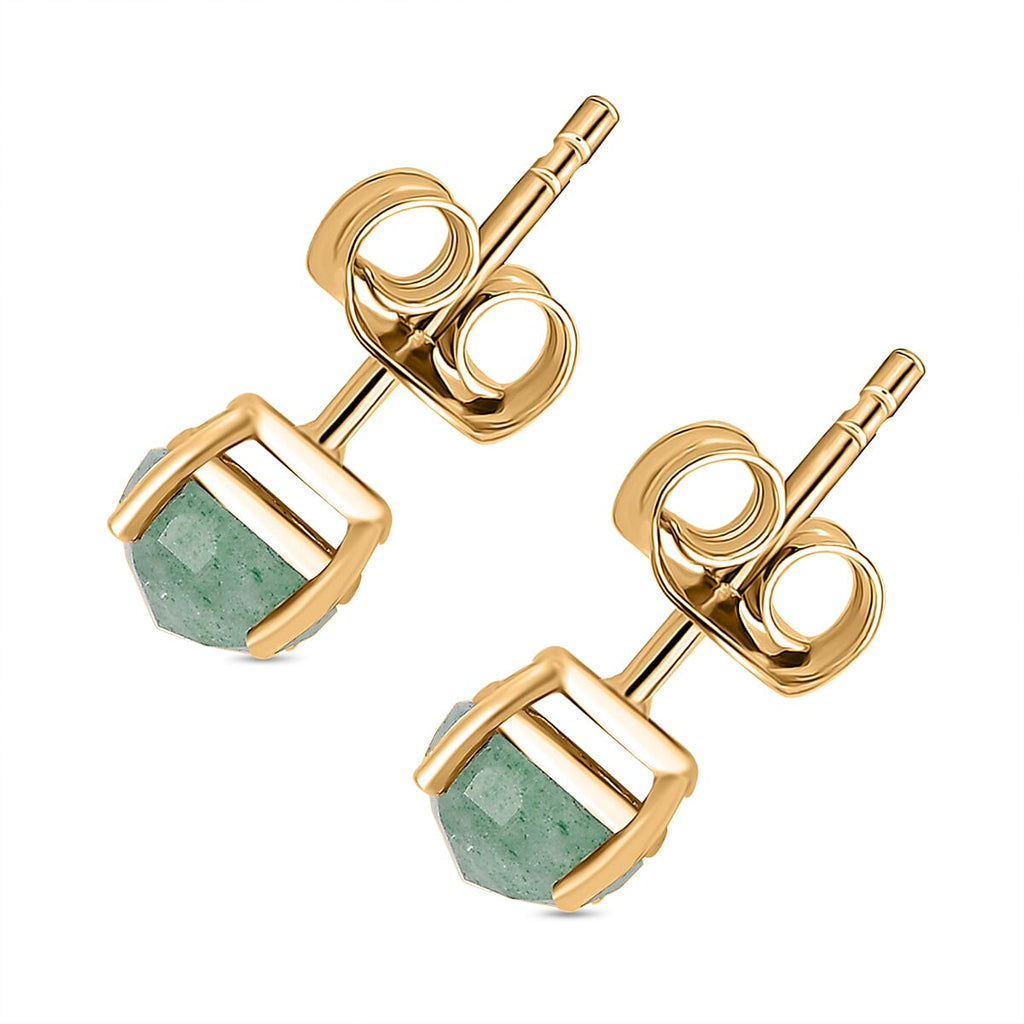 Green Quartz  Solitaire Stud Push Post Earring  Sterling Silver 1.80 ct  1.932  Ct.
