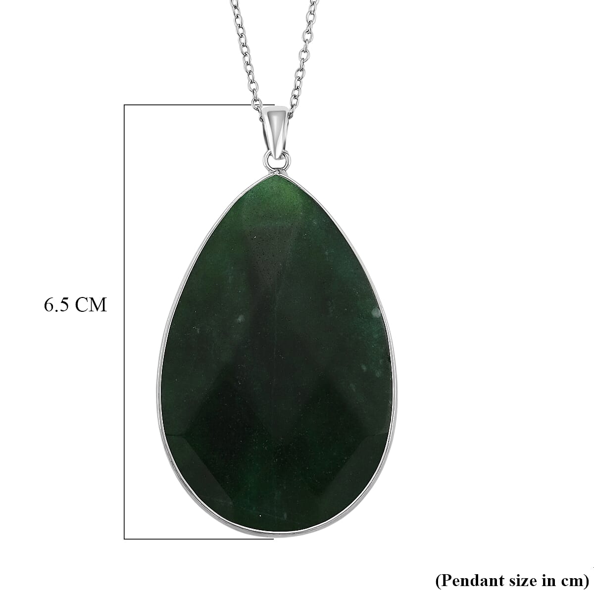 Green Quartzite Jade Pear Solitaire Pendant with Chain (Size 20+2 Ext) 40.00 Ct. V32512350 6