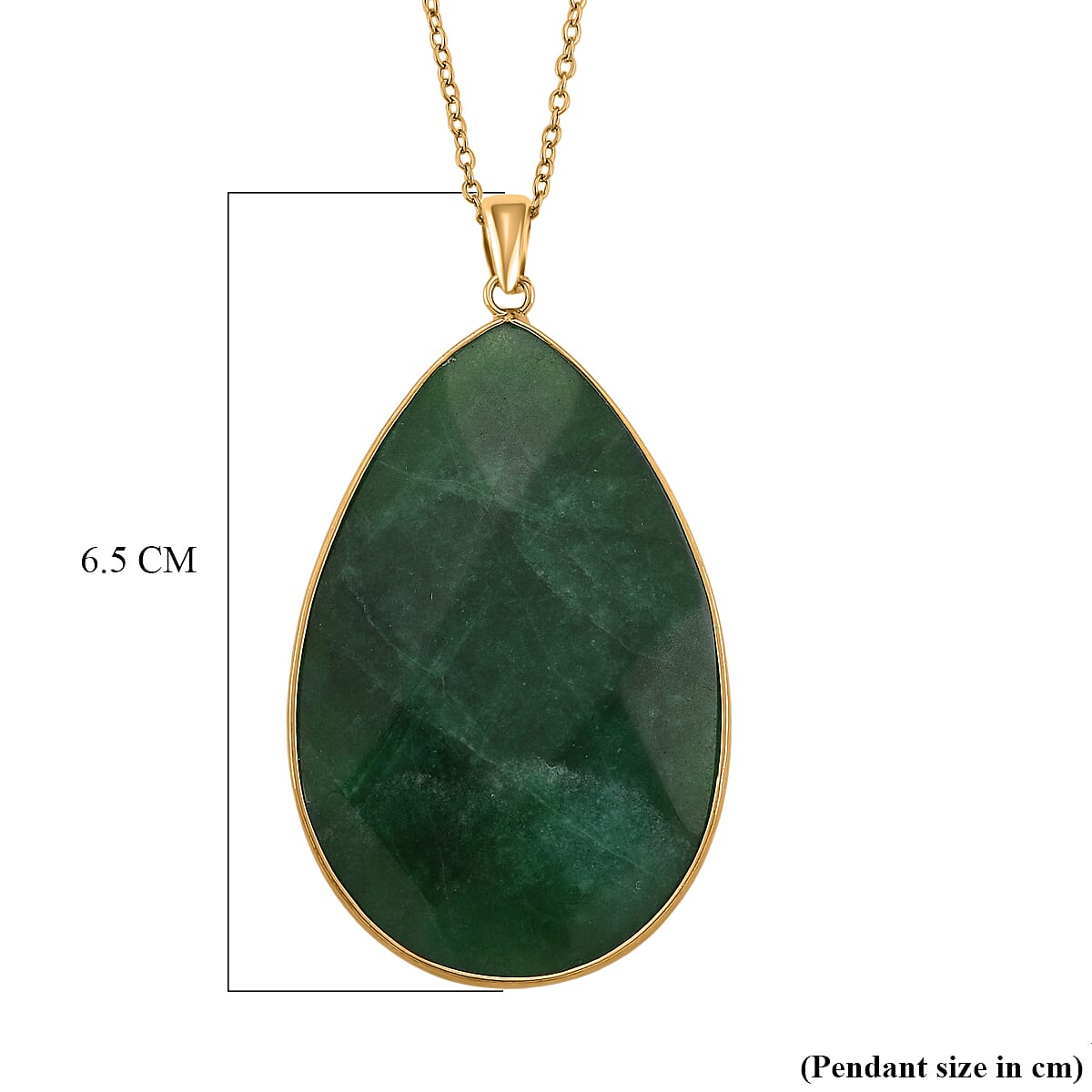 Green Quartzite Pear Solitaire Pendant with Chain (Size 20+2 Ext)  40.00 Ct.(54x34) V32515037 6