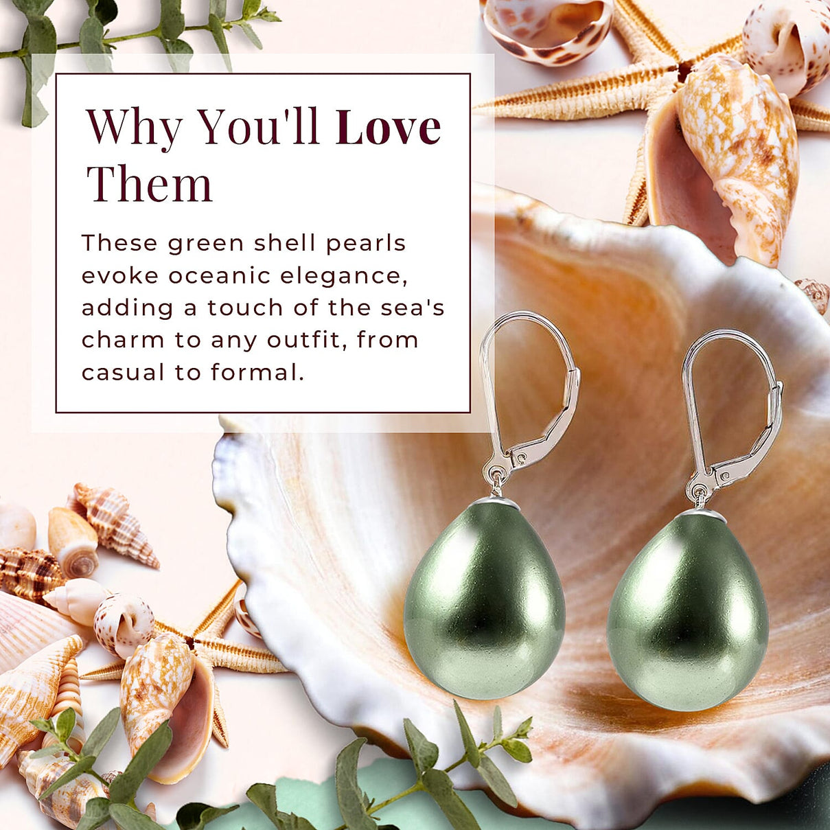 Green Shell Pearl Solitaire Drop Earrings in Sterling Silver with Rhodium Plating 6317577 4