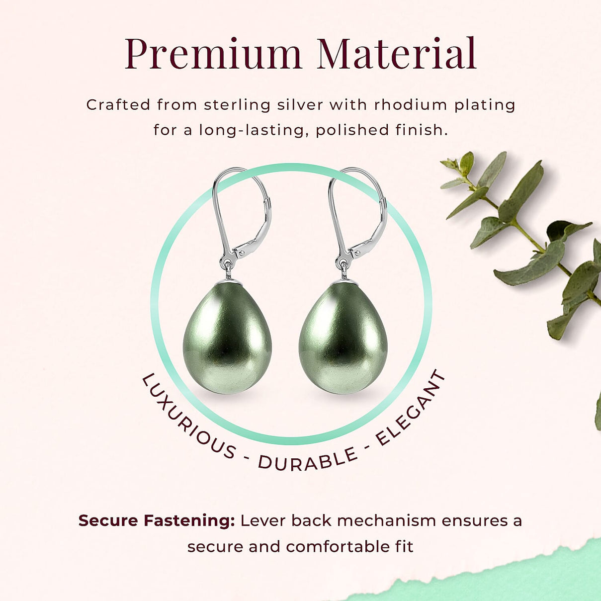 Green Shell Pearl Solitaire Drop Earrings in Sterling Silver with Rhodium Plating 6317577 5