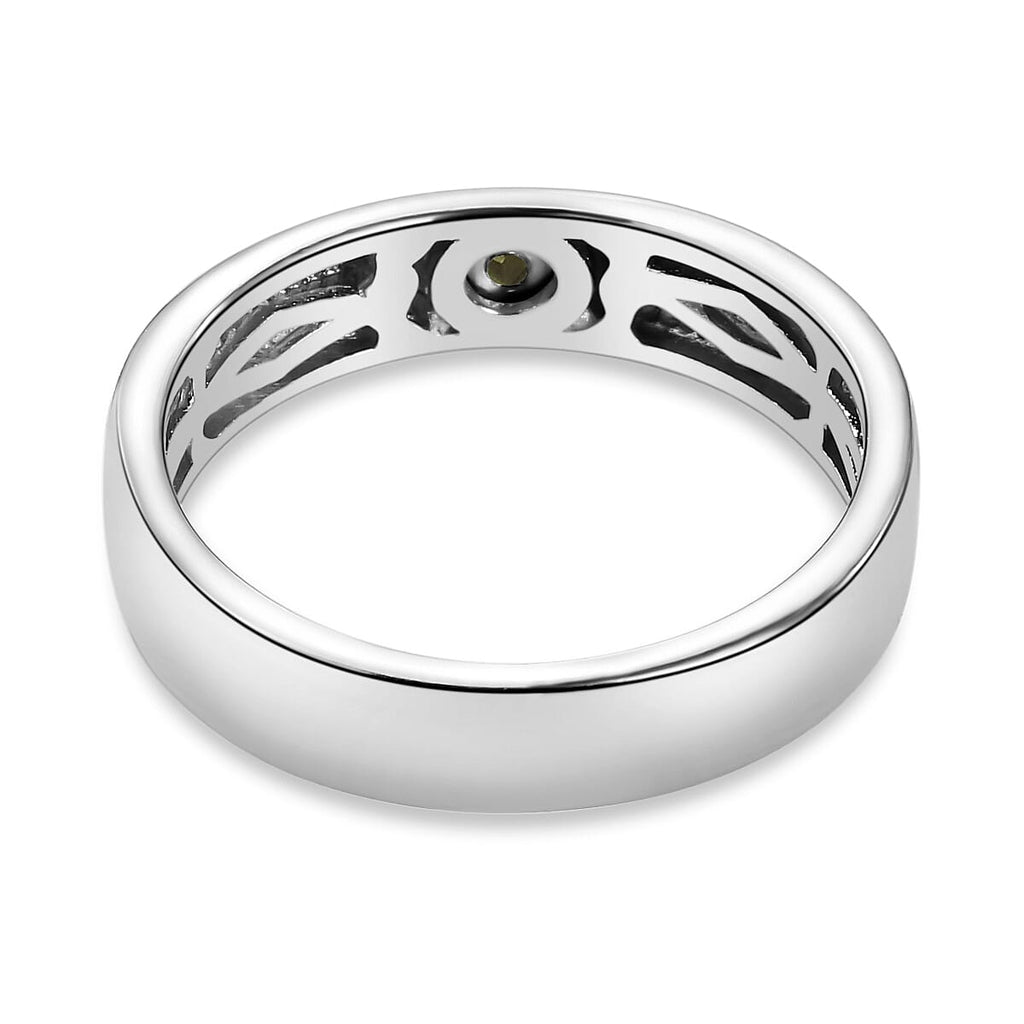 Green Tourmaline Ring in Platinum Overlay Sterling Silver