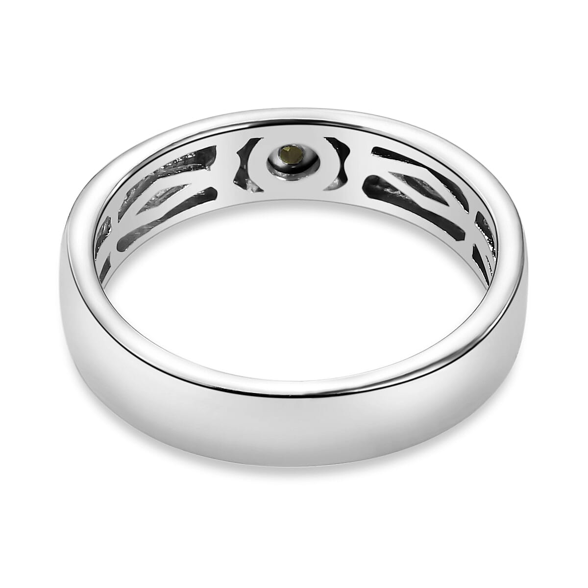 Green Tourmaline Solitaire Wedding Band Ring in Platinum Plated Sterling Silver 3634748 4