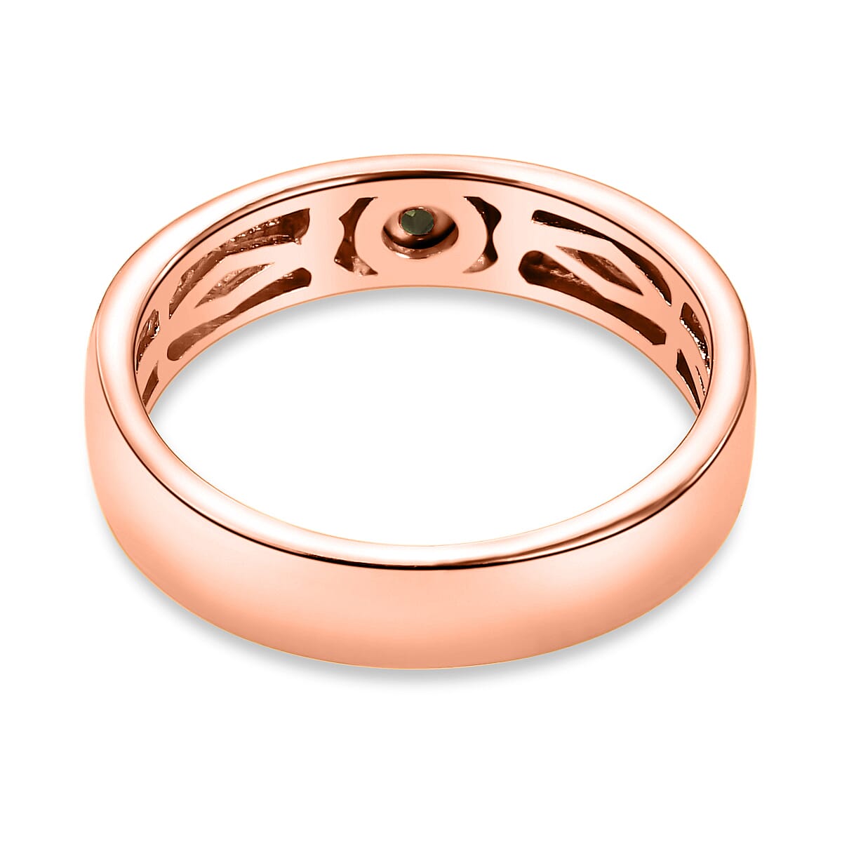 Green Tourmaline Solitaire Wedding Band Ring in Rose Gold Plated Sterling Silver 3634749 4