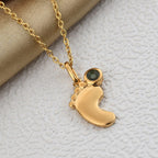 Green Tourmaline Pendant with Chain (Size 20 With 4 Inch Extender) In Yellow Gold Overlay Sterling Silver