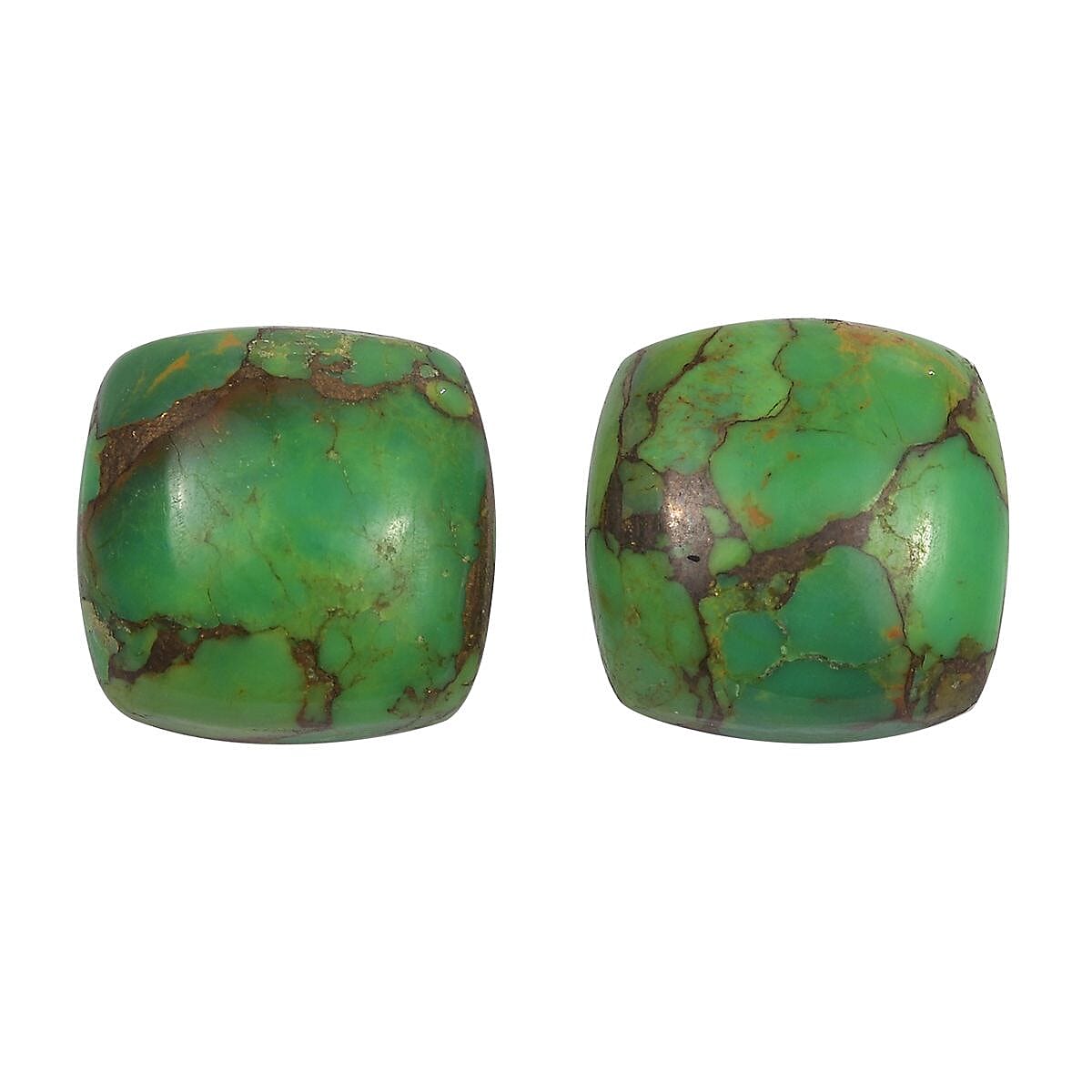 Set of 2 Green Turquoise Loose Gemstones in Cushion Shape (12x12mm) 7787476 0
