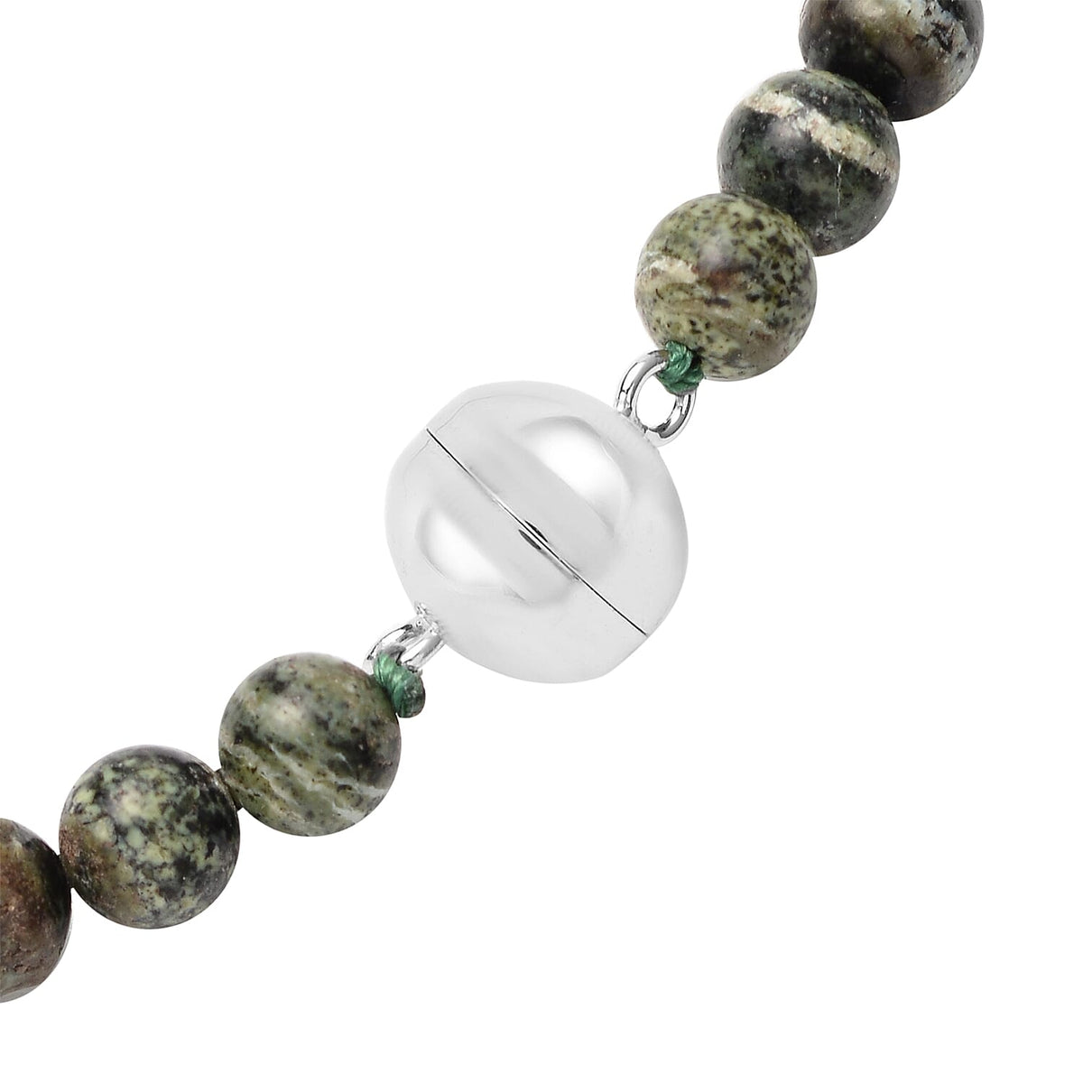Green Zebra Jasper Beads Necklace Size 20 in Sterling Silver 214.50 Ct. 6126935 5
