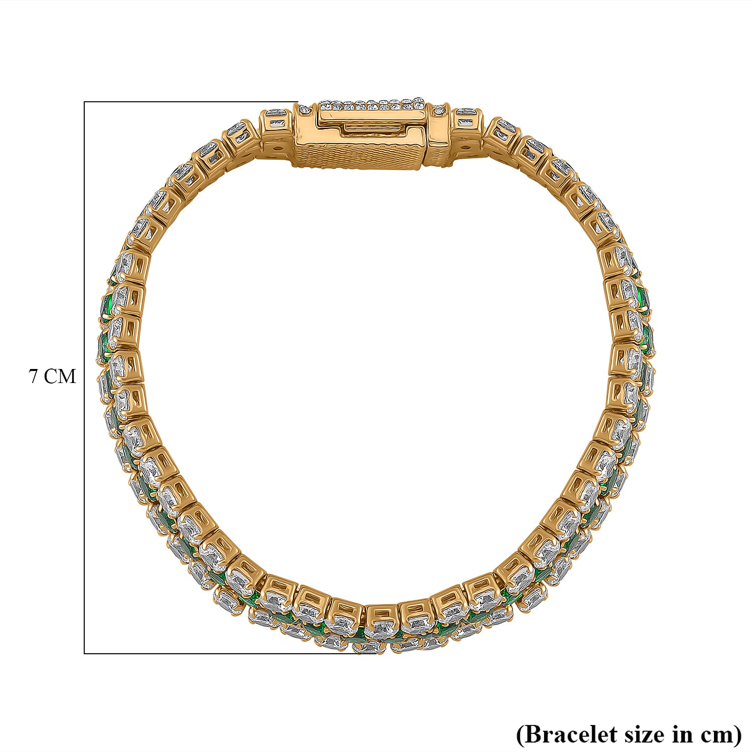 Green and White Cubic Zirconia Triple Row Cluster Bracelet - Size 7.5 7856850 3