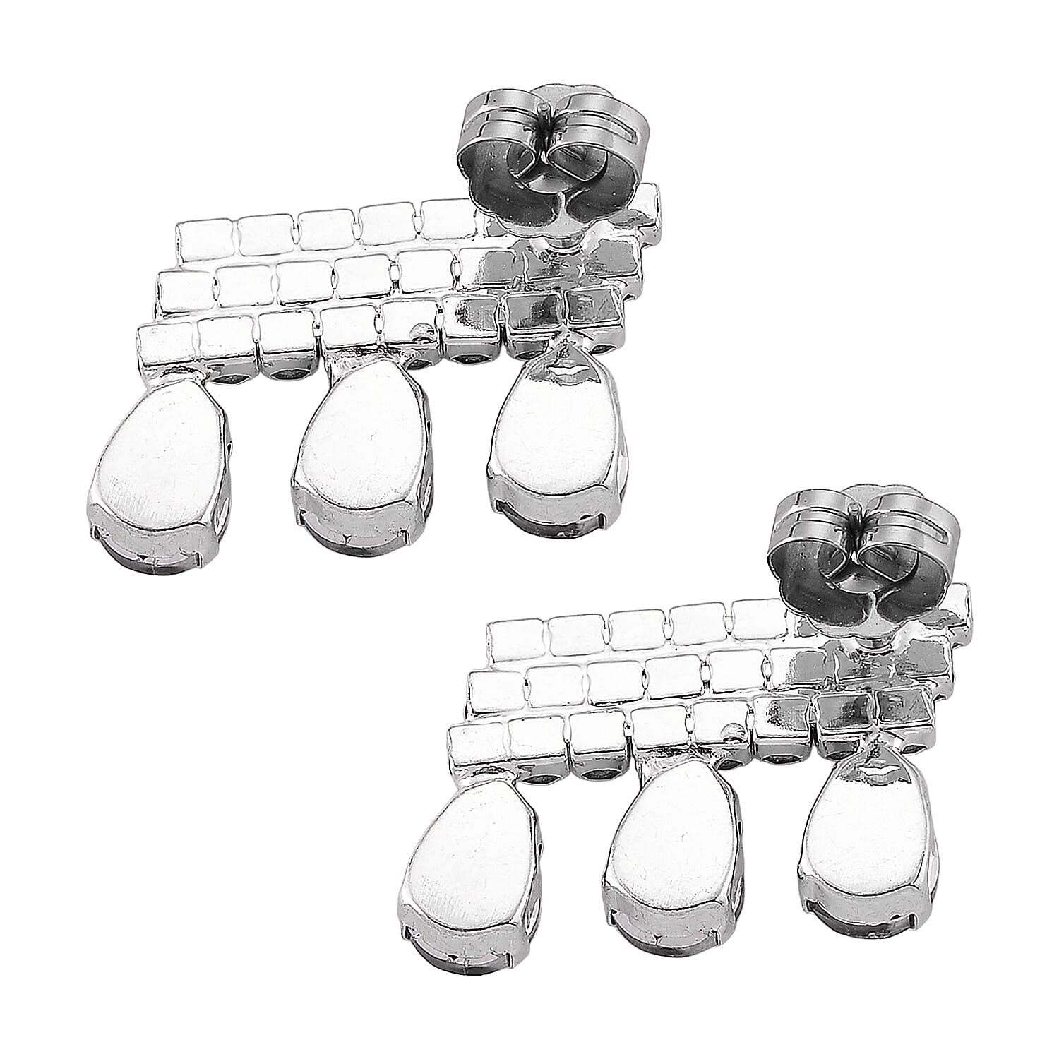Grey Crystal Earring with Push Back V32352754 4