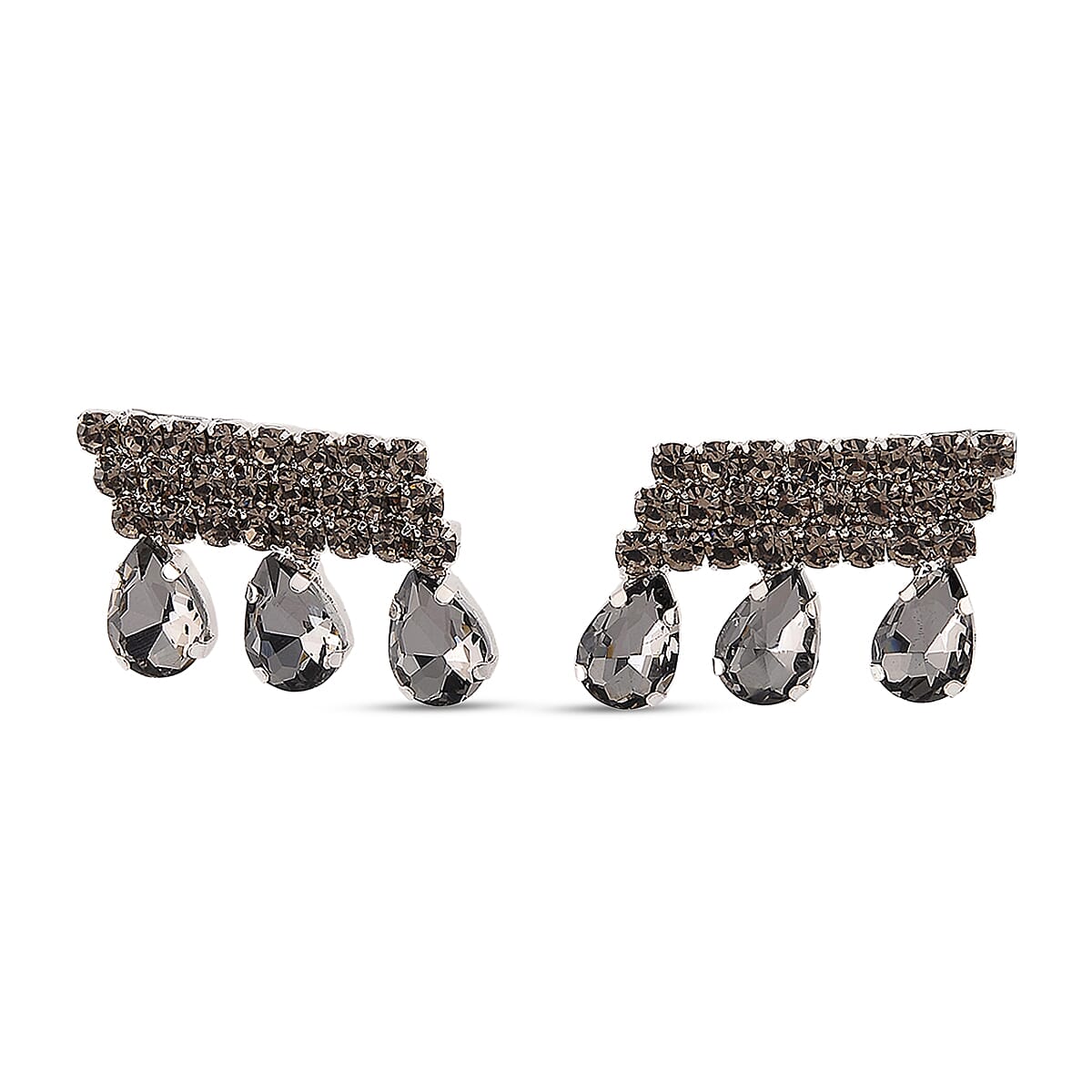 Grey Crystal Earring with Push Back V32363685 0