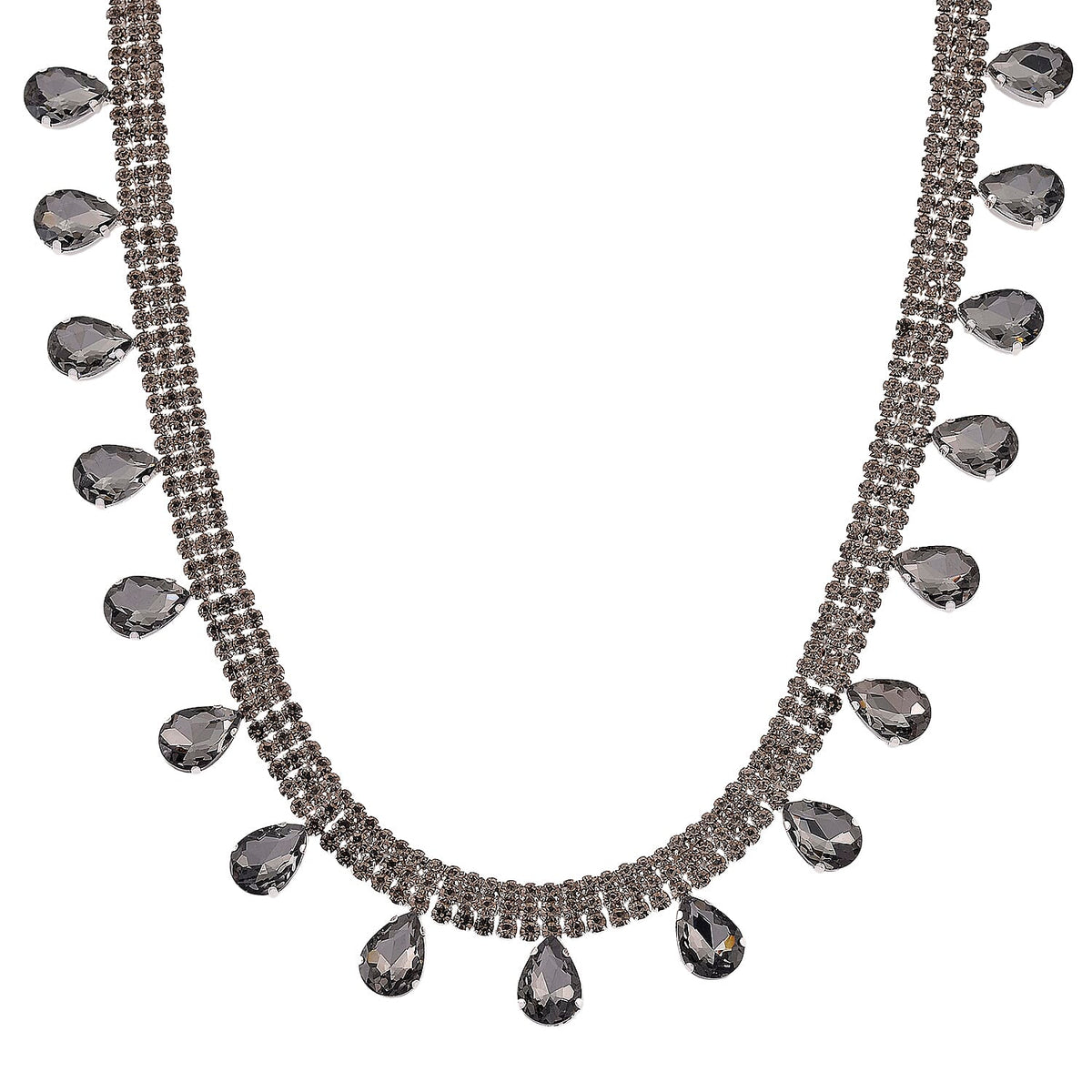 Grey Crystal Necklace (Size - 16+3) V32518554 0