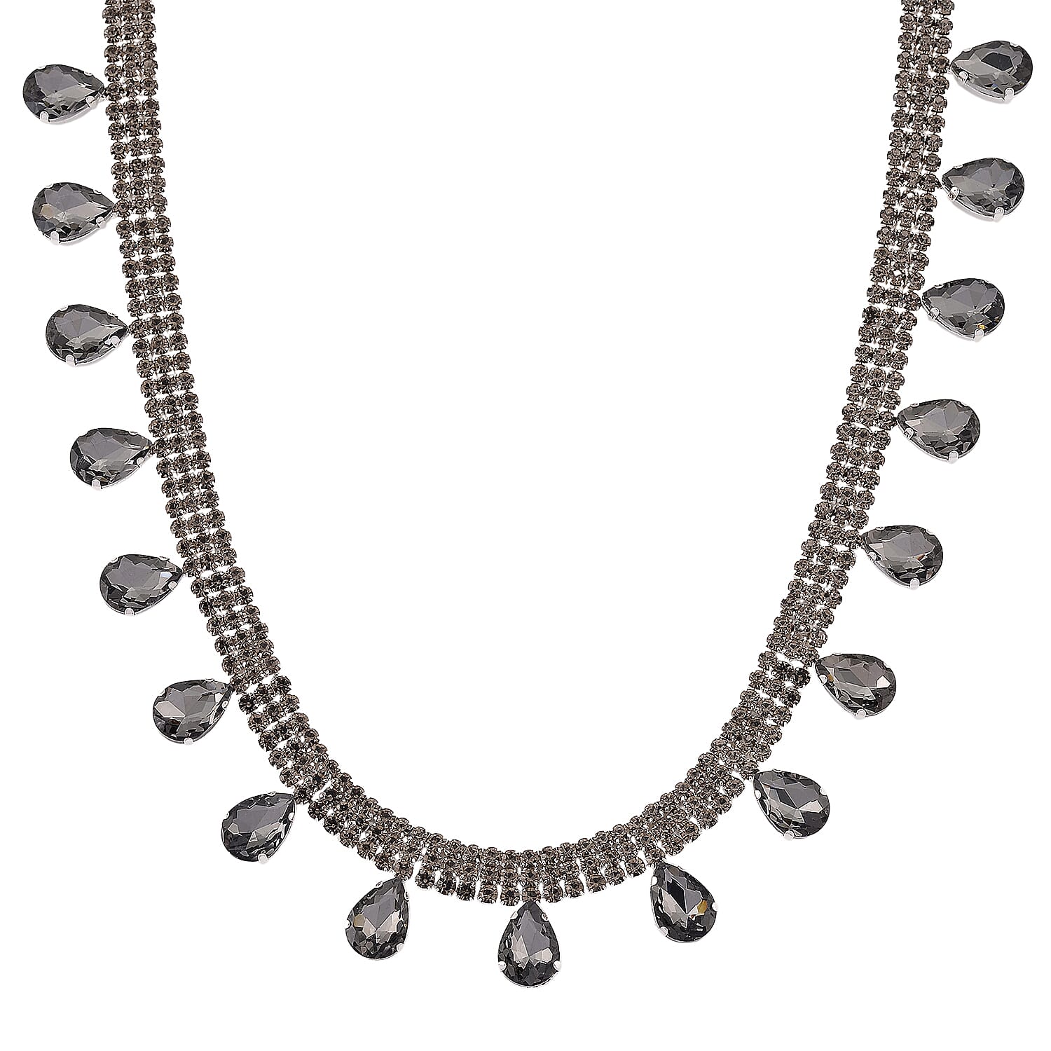 Grey Crystal Necklace (Size - 16+3) V32518554 0
