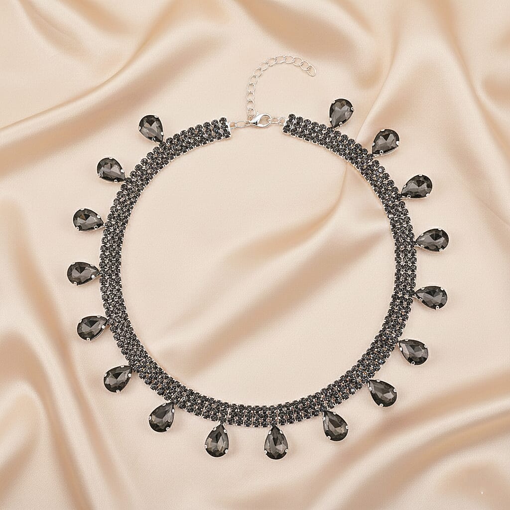 Grey Crystal Necklace (Size - 16+3) V32518554 2