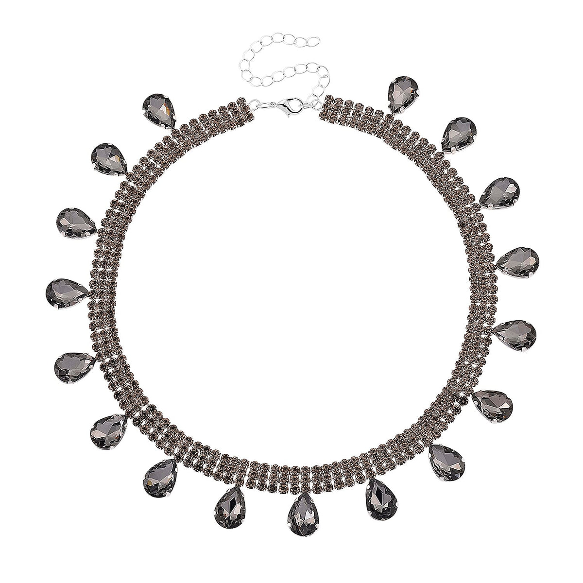 Grey Crystal Necklace (Size - 16+3) V32518554 4