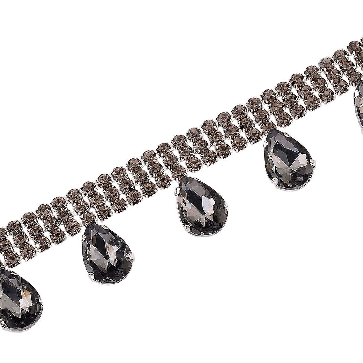 Grey Crystal Necklace (Size - 16+3) V32518554 5