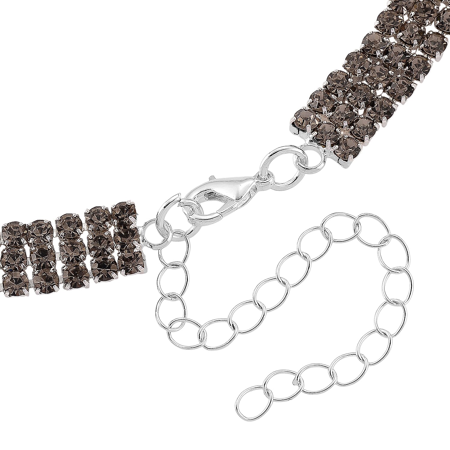 Grey Crystal Necklace (Size - 16+3) V32518554 6