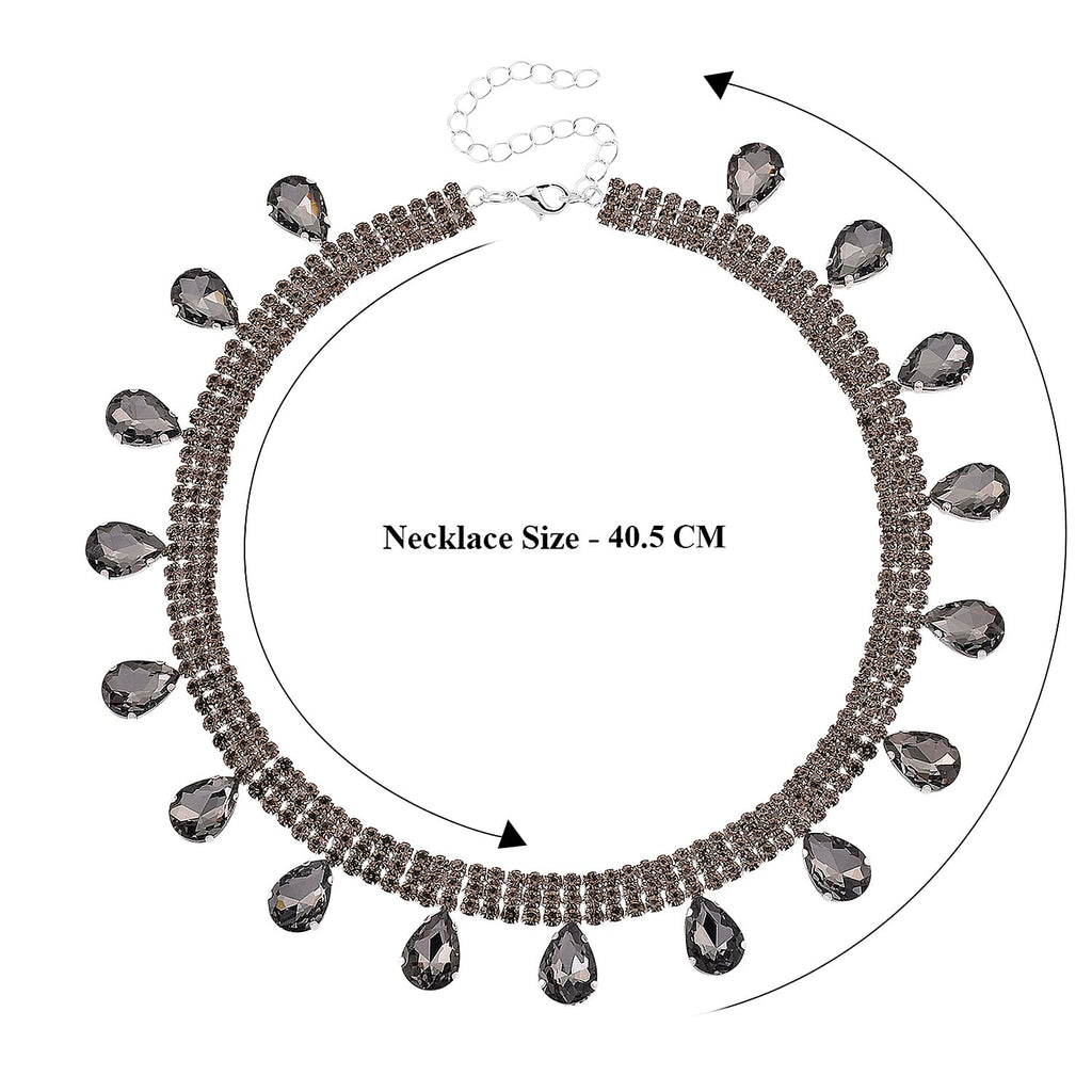 Grey Crystal Necklace (Size - 16-3)
