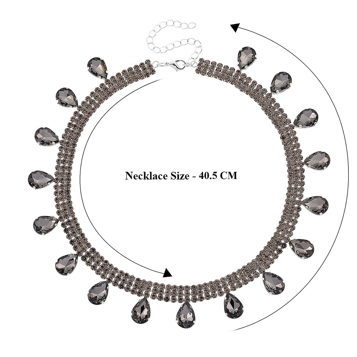 Grey Crystal Necklace (Size - 16+3) V32518554 7