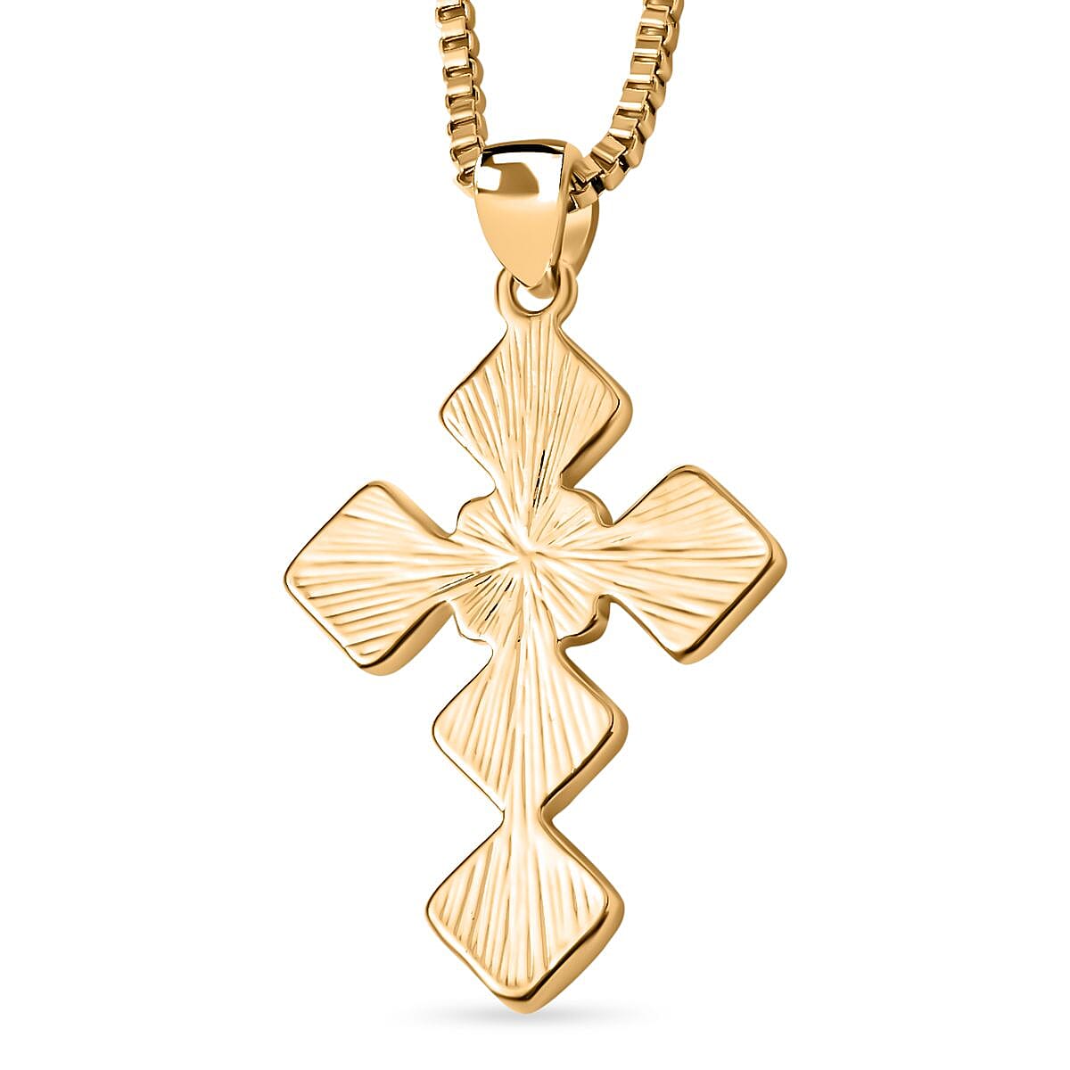 Grey &amp; White Austrian Crystal Cross Necklace in Yellow Gold Tone  (Size - 24) 7658471 3