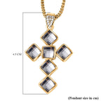 Grey & White Austrian Crystal Cross Necklace in Yellow Gold Tone  (Size - 24)