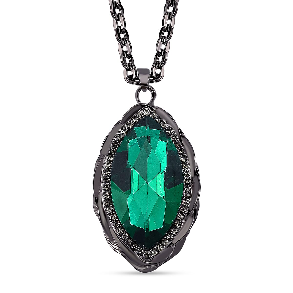 Grey &amp; Neon Green Crystal Necklace (Size - 24) 7932412 0