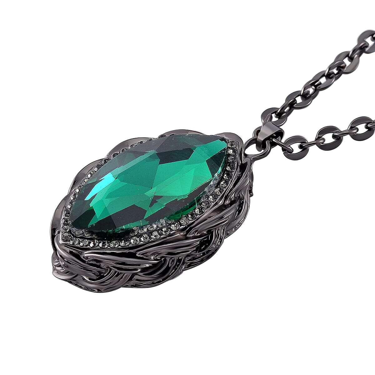 Grey &amp; Neon Green Crystal Necklace (Size - 24) 7932412 2