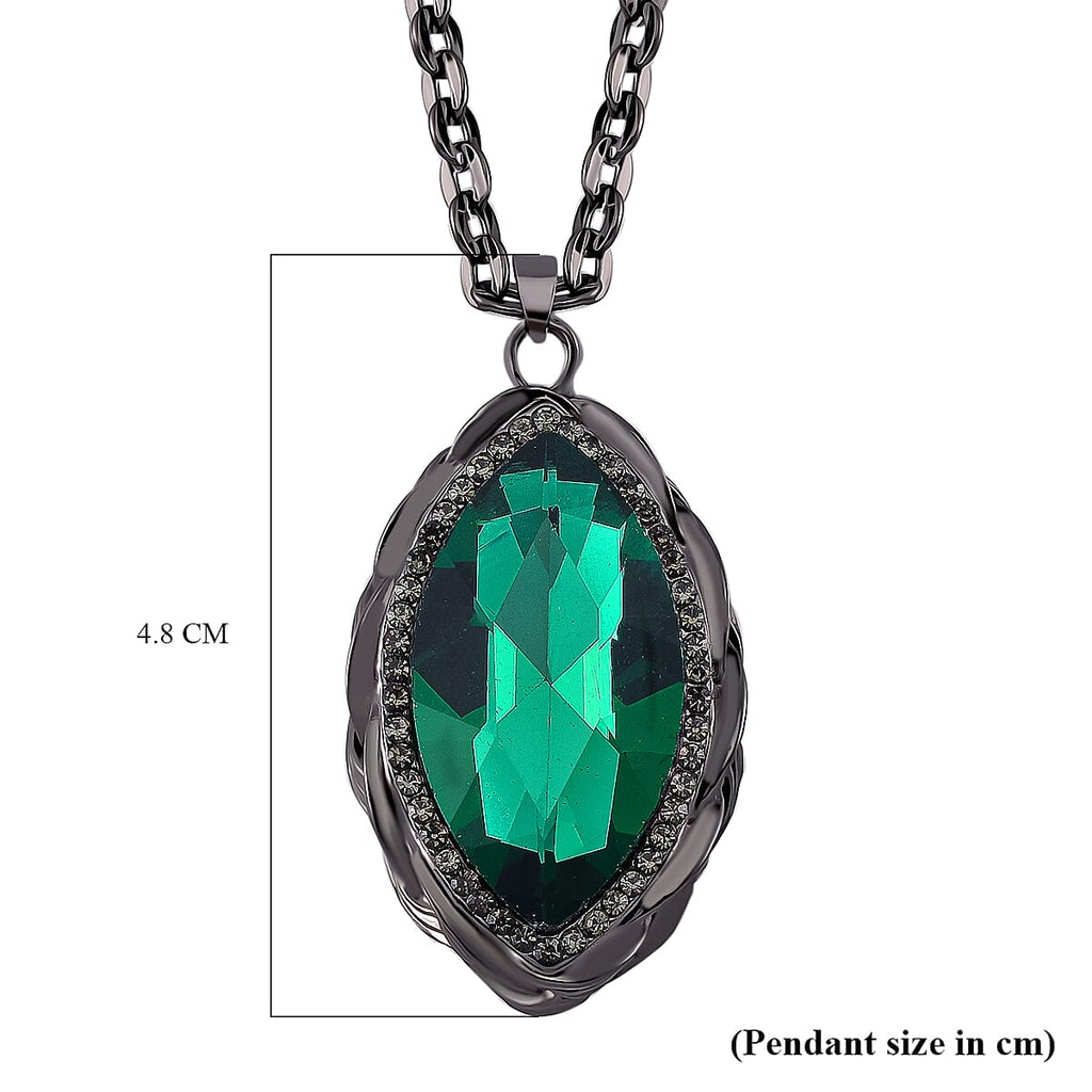Grey & Neon Green Crystal Necklace (Size - 24)
