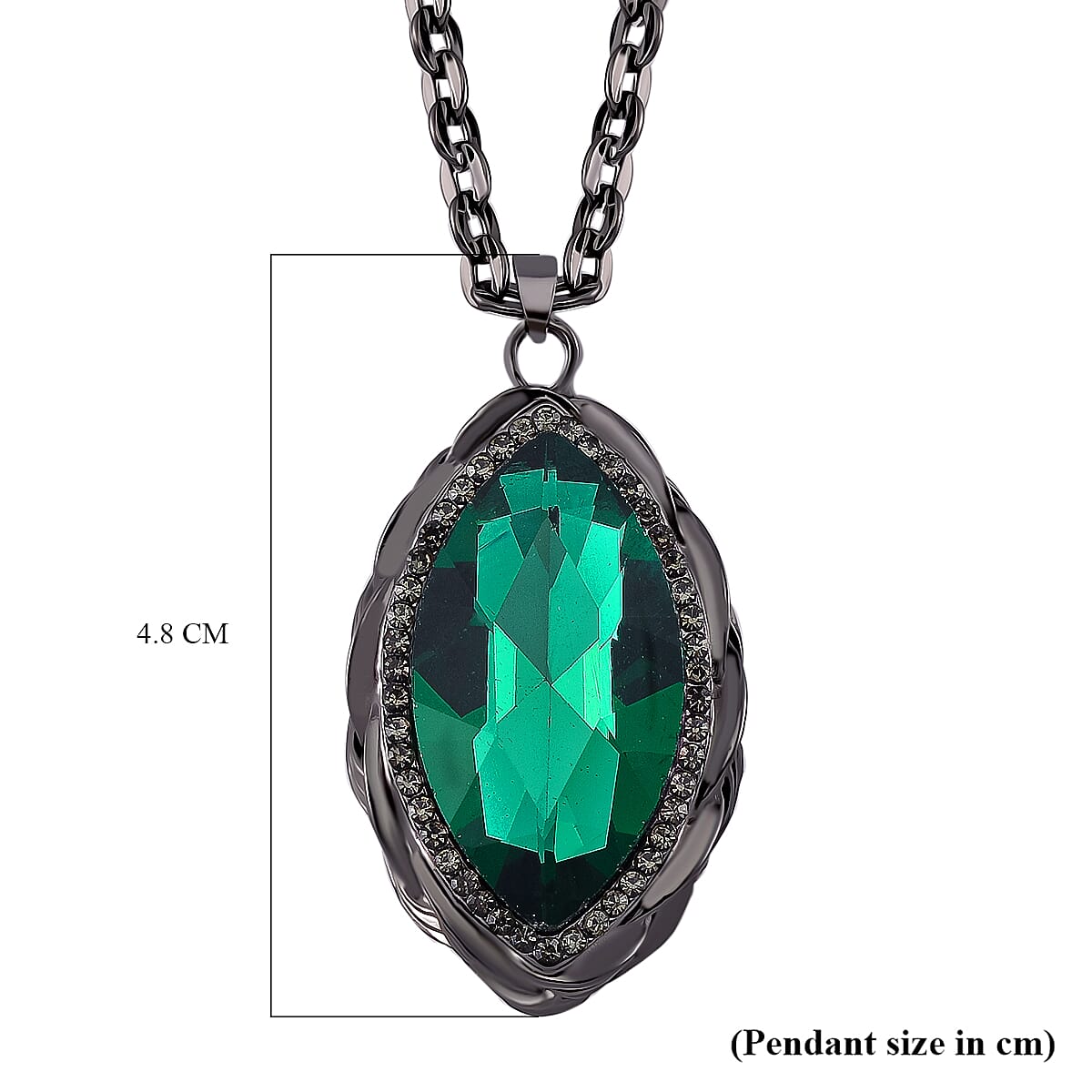 Grey &amp; Neon Green Crystal Necklace (Size - 24) 7932412 5