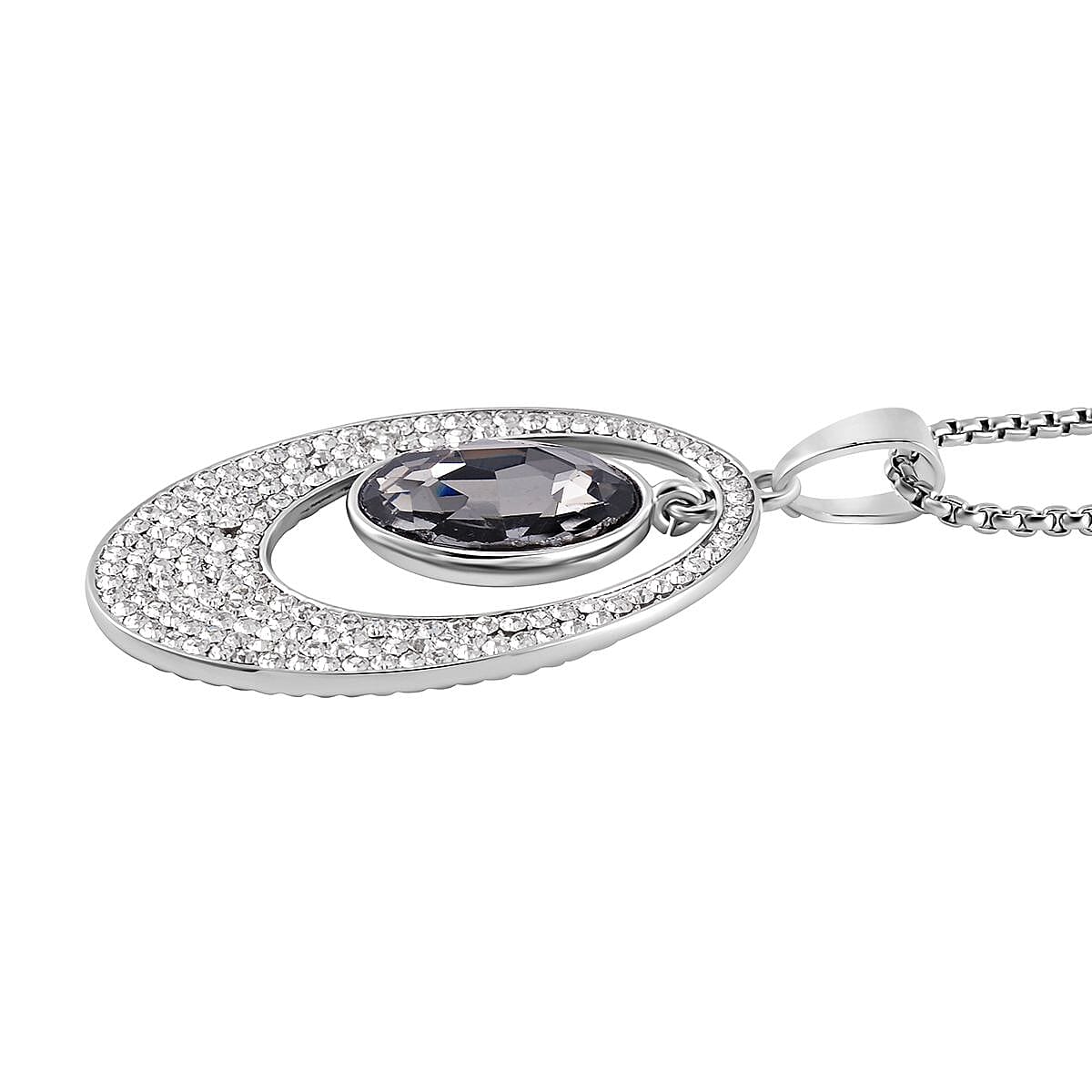 Grey &amp; White Austrian Crystal Suspension Necklace (Size - 24) 7662017 3