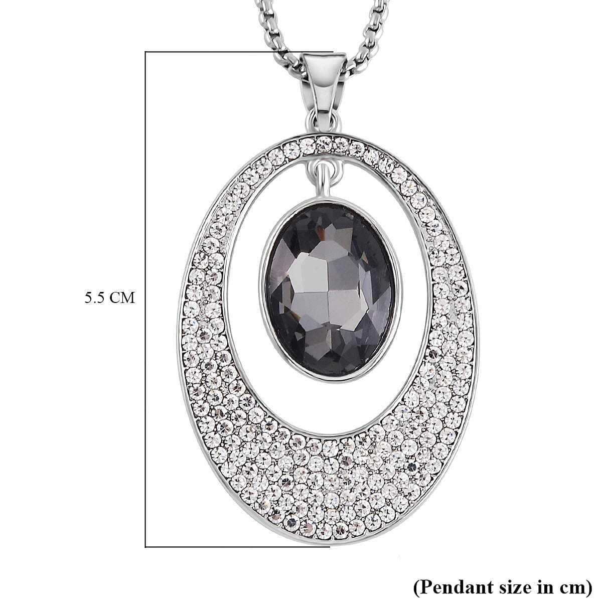 Grey &amp; White Austrian Crystal Suspension Necklace (Size - 24) 7662017 7
