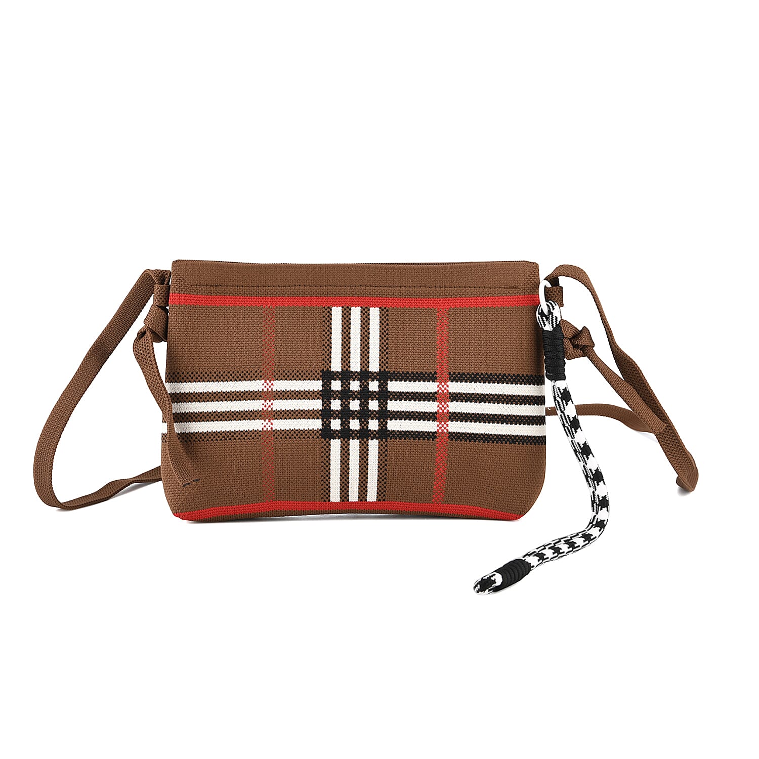 Designer-Inspired Grid Pattern Crossbody Bag - Checker V32518379 0