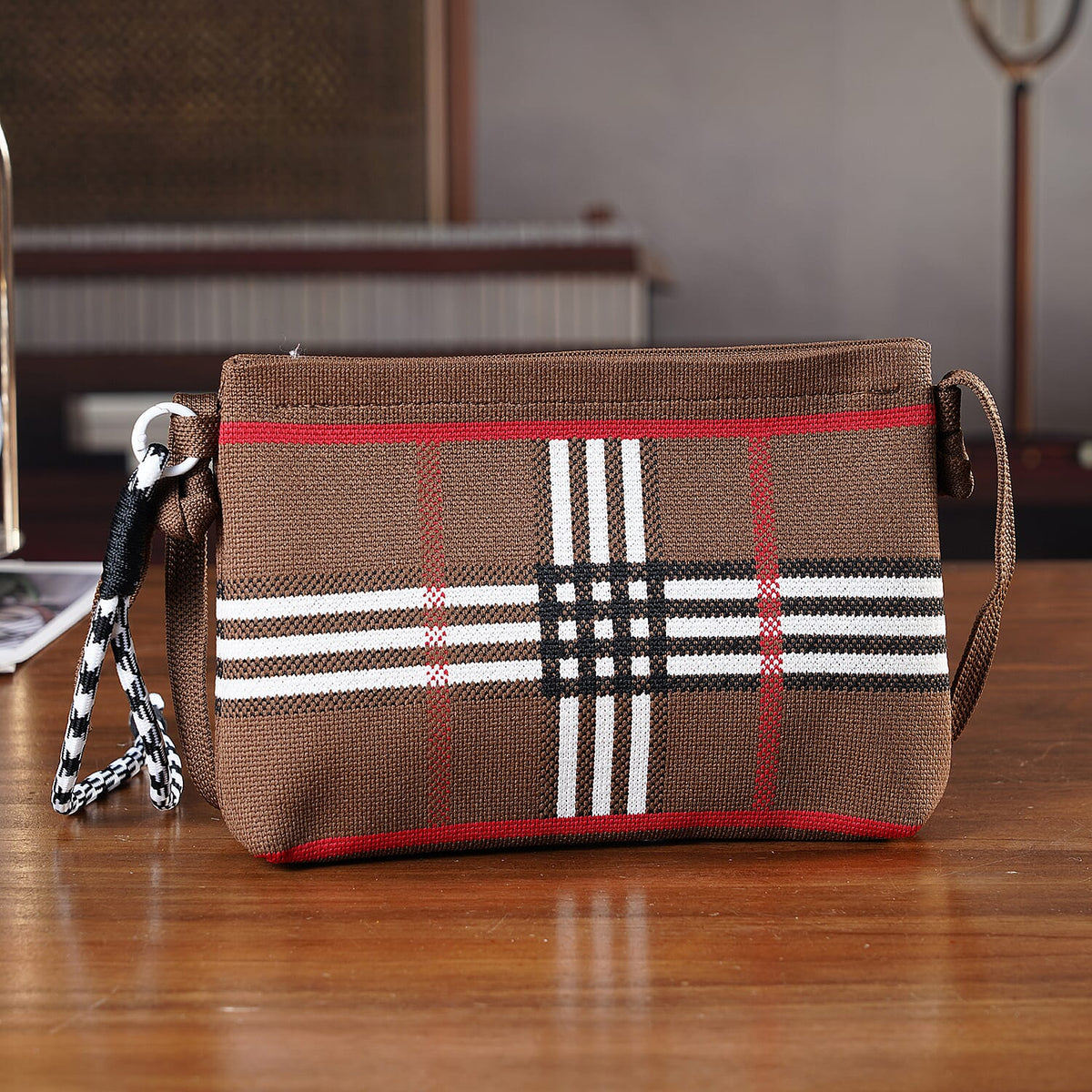 Designer-Inspired Grid Pattern Crossbody Bag - Checker V32518379 2