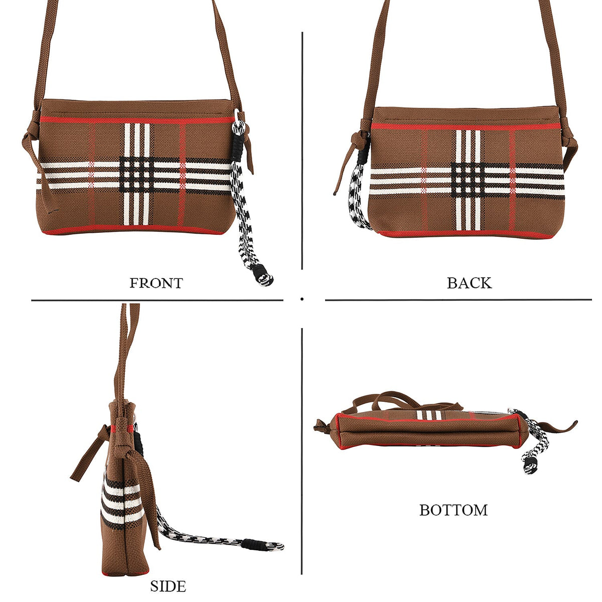 Designer-Inspired Grid Pattern Crossbody Bag - Checker V32518379 5