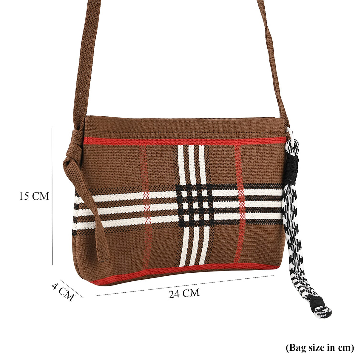 Designer-Inspired Grid Pattern Crossbody Bag - Checker V32518379 8