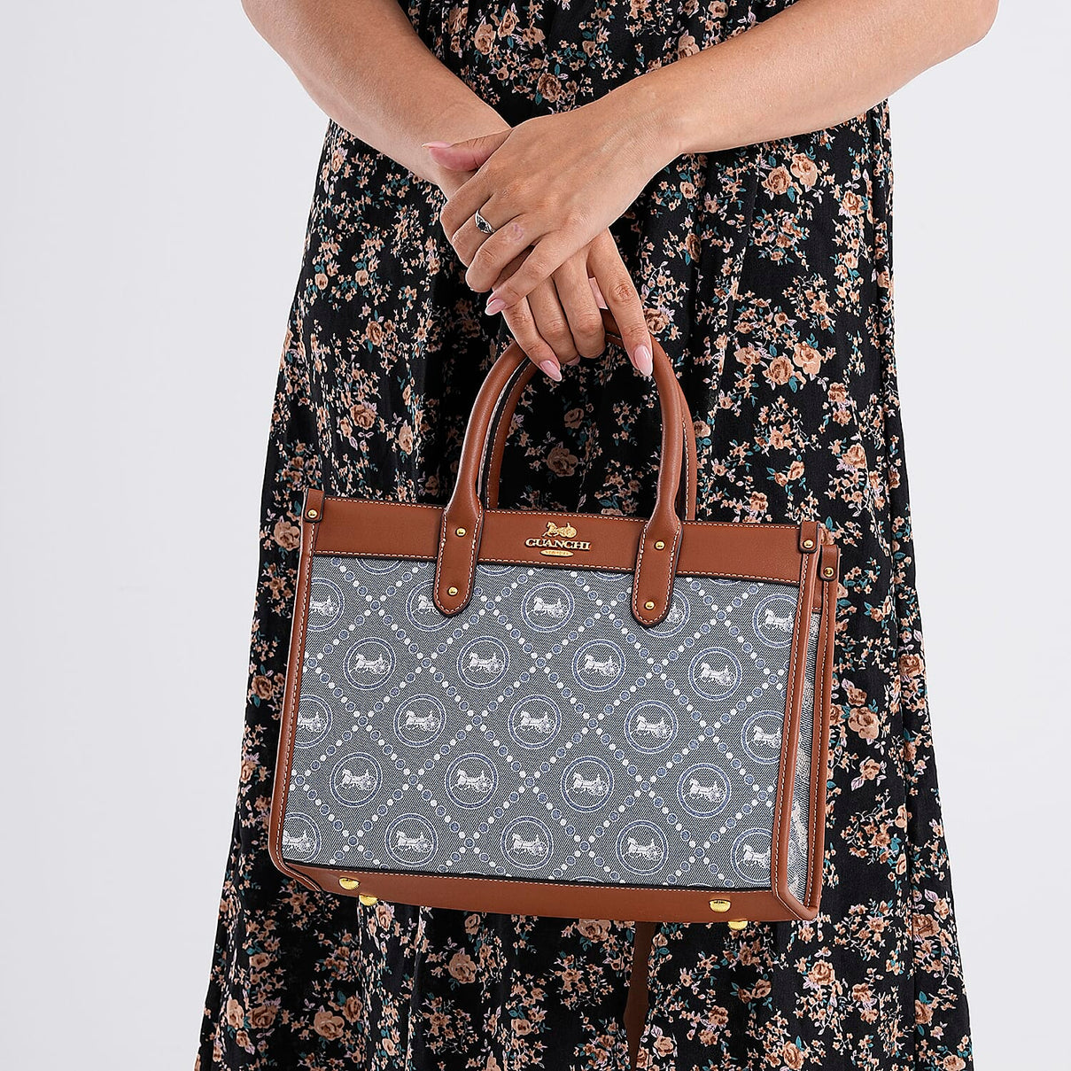 Guanchi Tote Bag with Detachable Shoulder Strap - Blue &amp; Brown 8192491 3