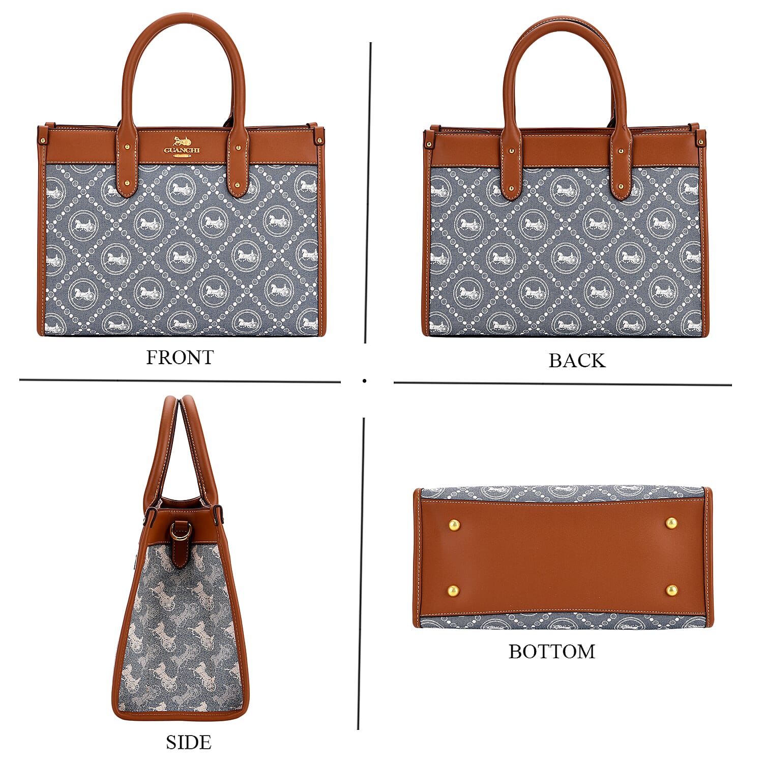 Guanchi Tote Bag with Detachable Shoulder Strap - Blue &amp; Brown 8192491 4