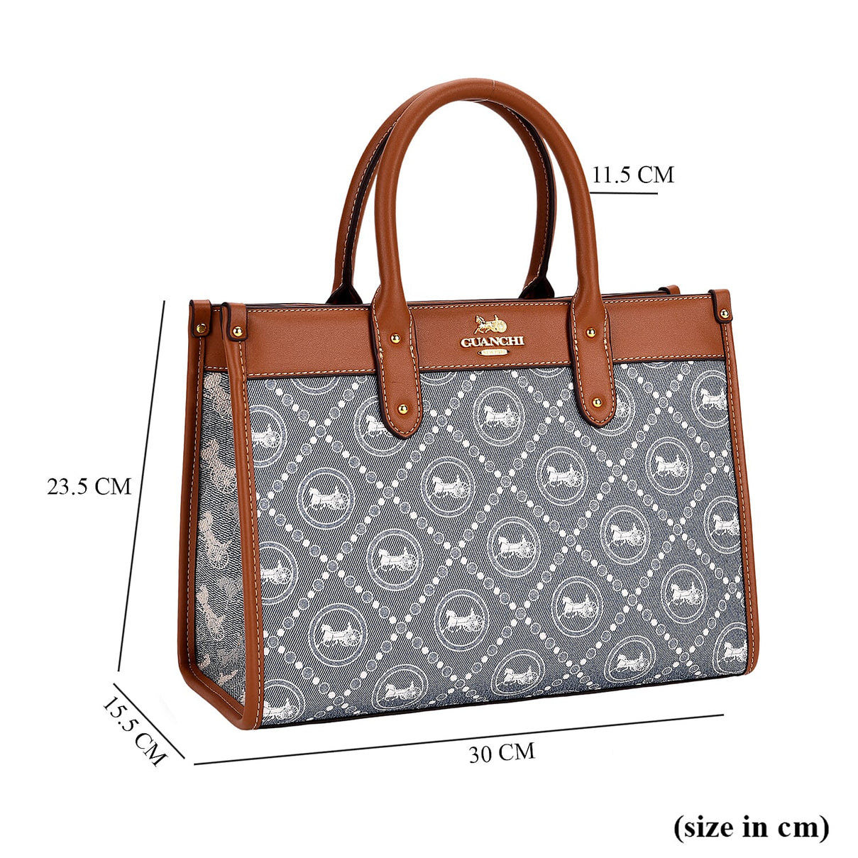 Guanchi Tote Bag with Detachable Shoulder Strap - Blue &amp; Brown 8192491 7