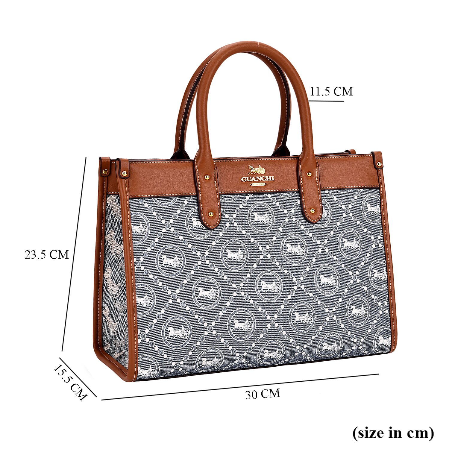 Guanchi Tote Bag with Detachable Shoulder Strap - Blue &amp; Brown 8192491 7