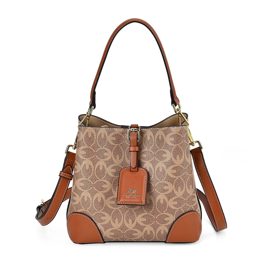 Guanchi Crossbody Bag with Exterior Zipped Pocket & Handle Drop - Brown
