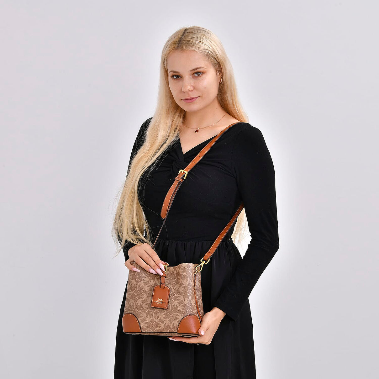 Guanchi Crossbody Bag with Exterior Zipped Pocket &amp; Handle Drop - Brown 7671204 1