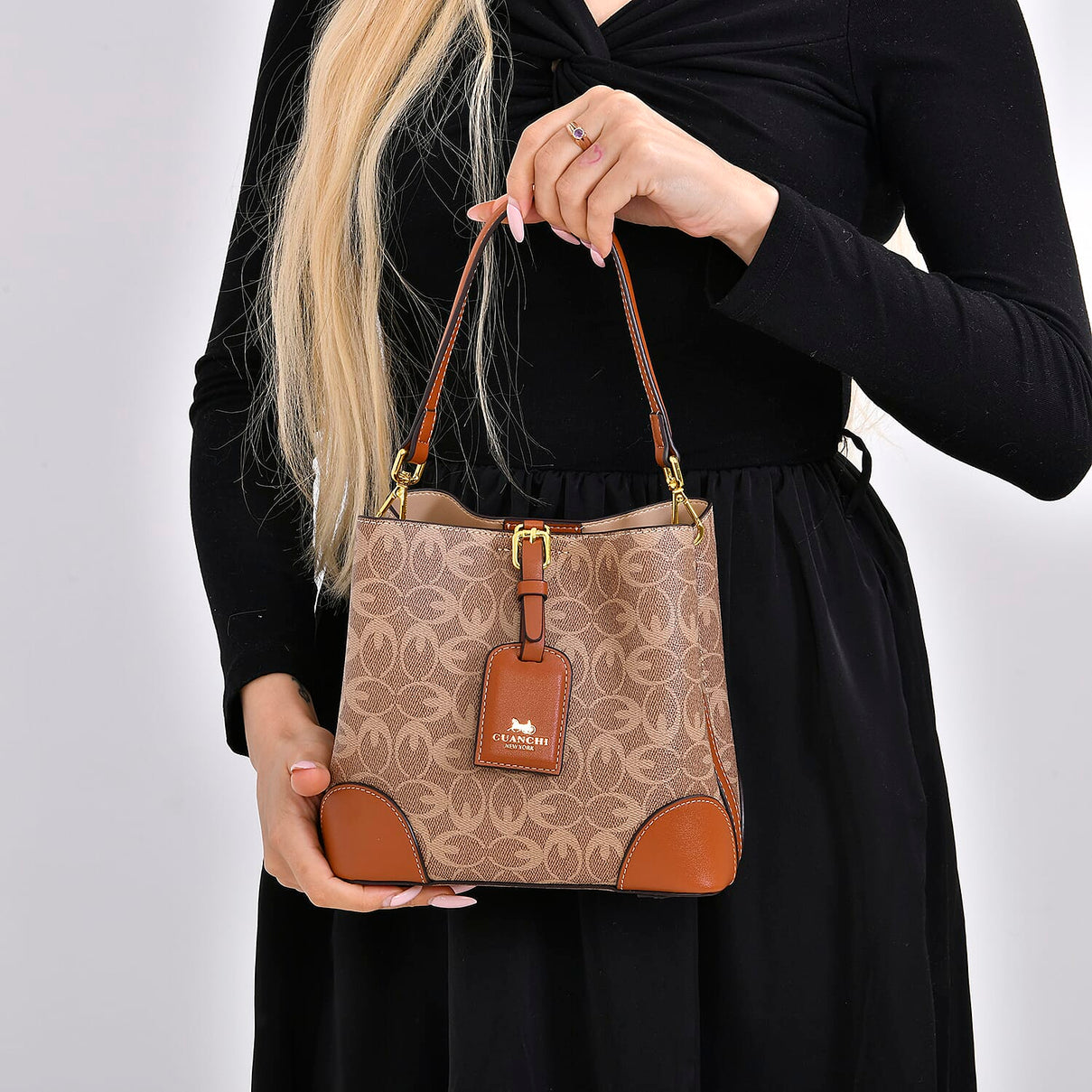 Guanchi Crossbody Bag with Exterior Zipped Pocket &amp; Handle Drop - Brown 7671204 2