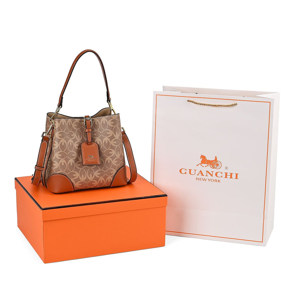 Guanchi Crossbody Bag with Exterior Zipped Pocket & Handle Drop - Brown