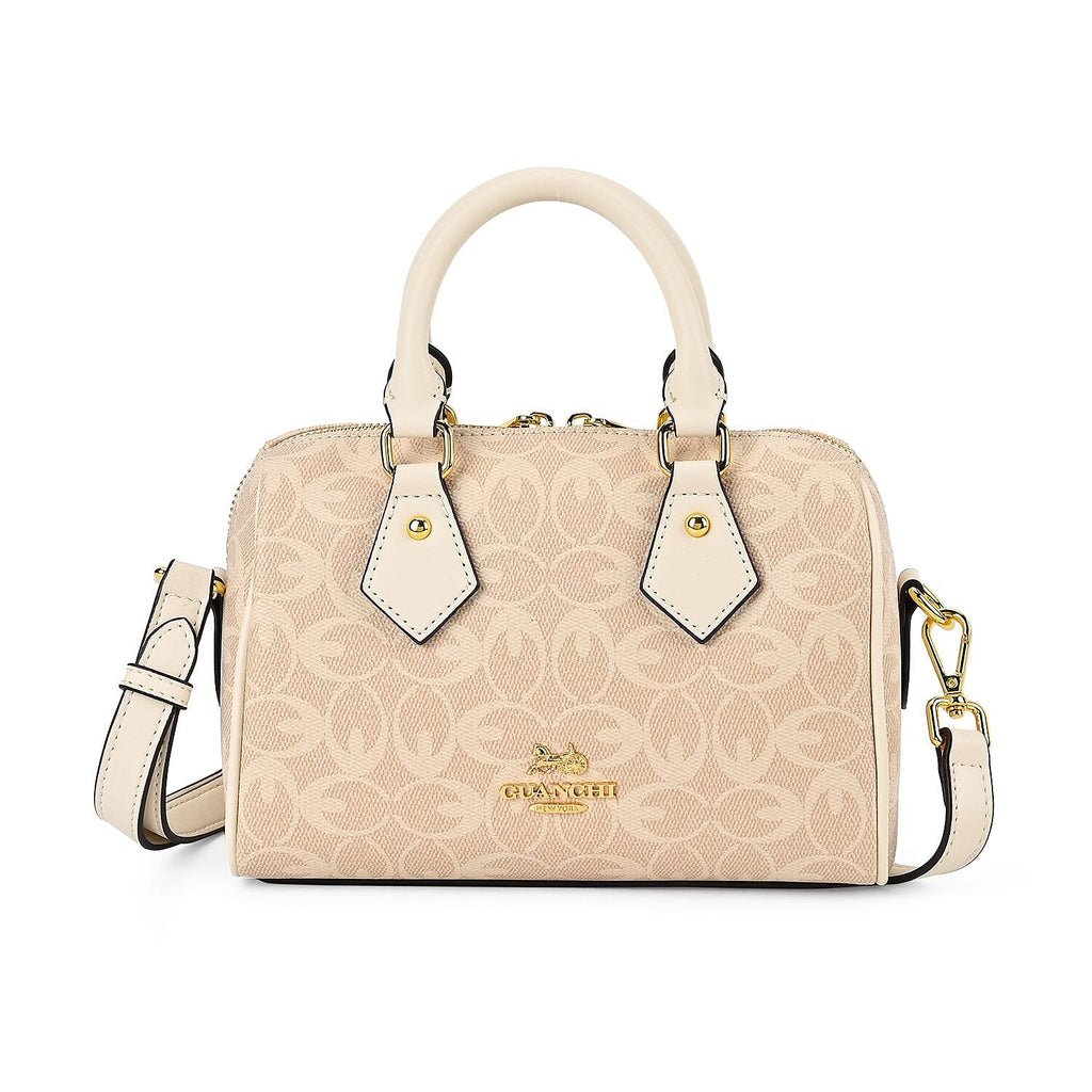 Guanchi Crossbody Bag with Exterior Zipped Pocket & Handle Drop - Off-White