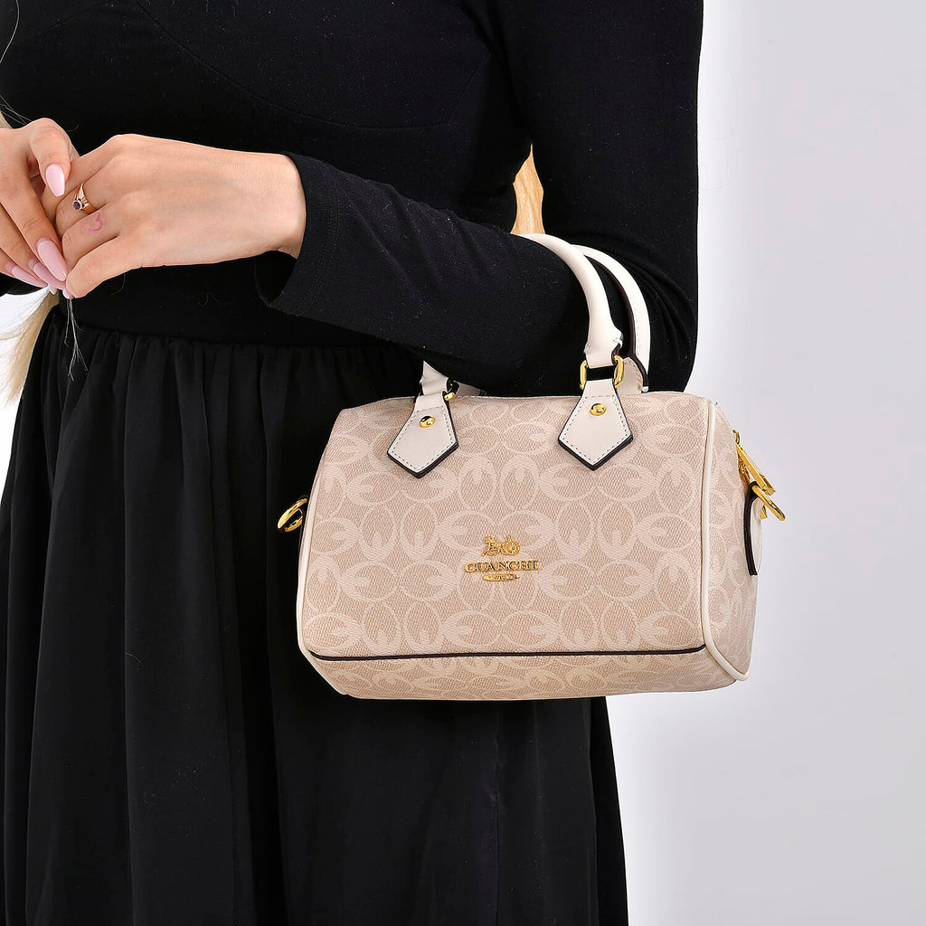 Guanchi Crossbody Bag with Exterior Zipped Pocket & Handle Drop - Off-White