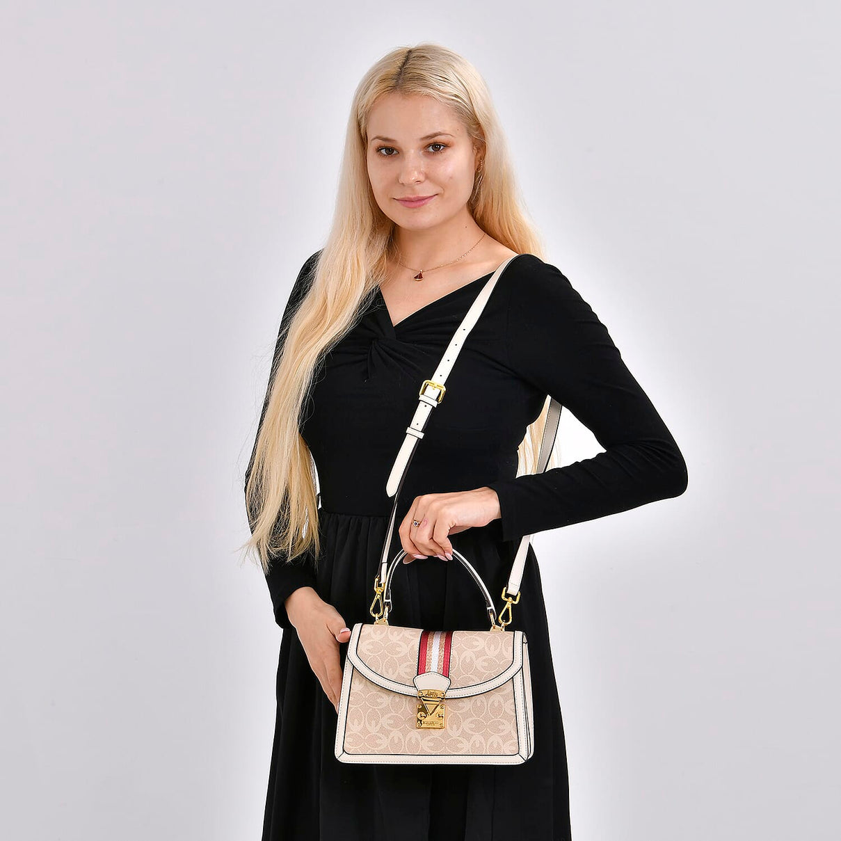 Guanchi Crossbody Bag with Handle Drop &amp; Shoulder Strap - Off White 7671273 1