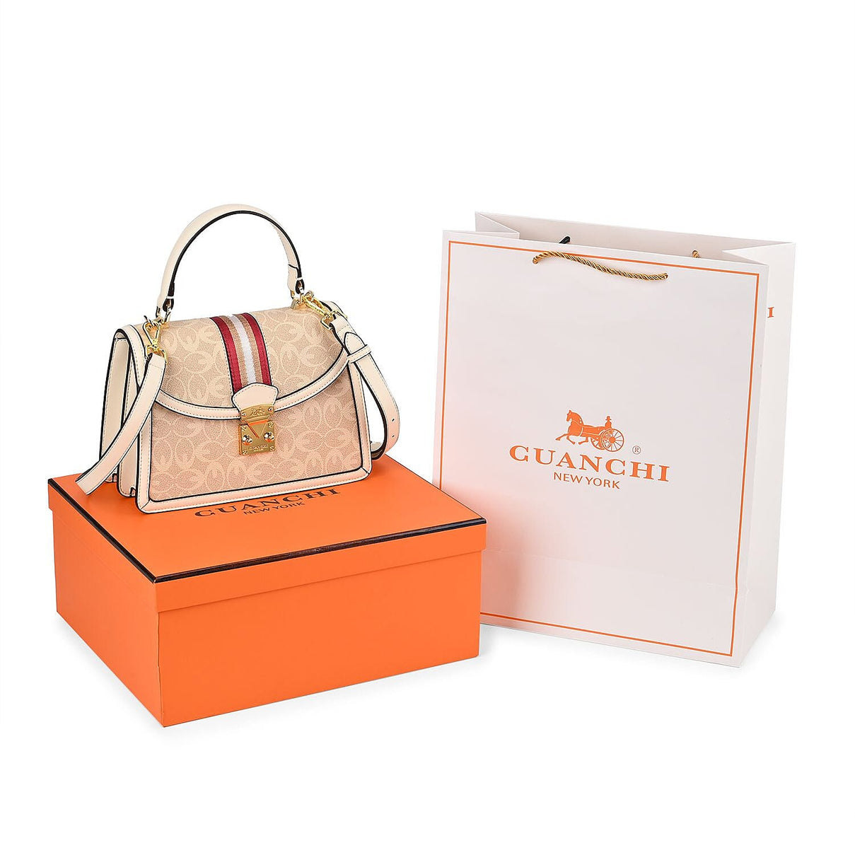 Guanchi Crossbody Bag with Handle Drop &amp; Shoulder Strap - Off White 7671273 6