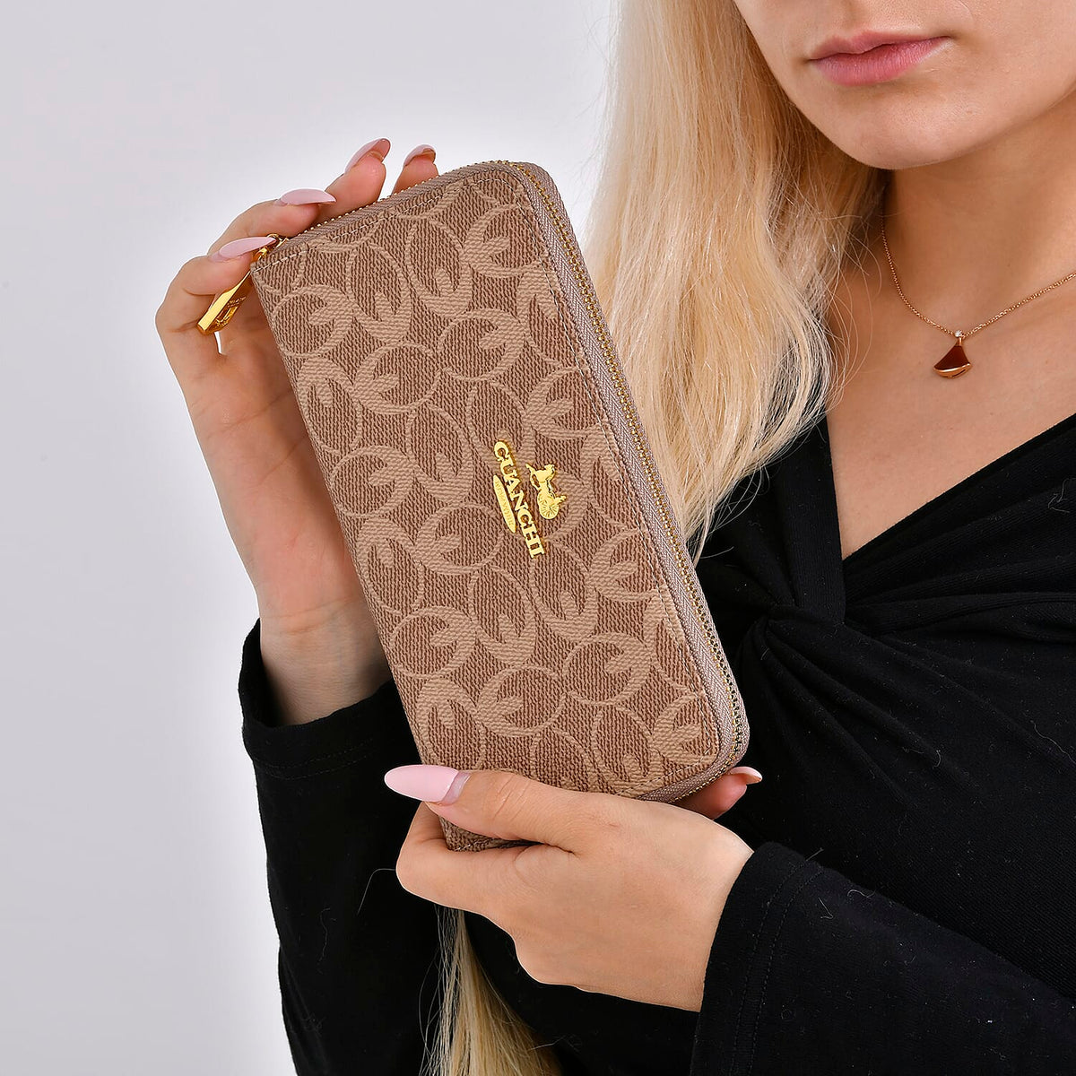 Guanchi Oval Pattern Wallet with 10 Card Slots - Brown 7671322 2