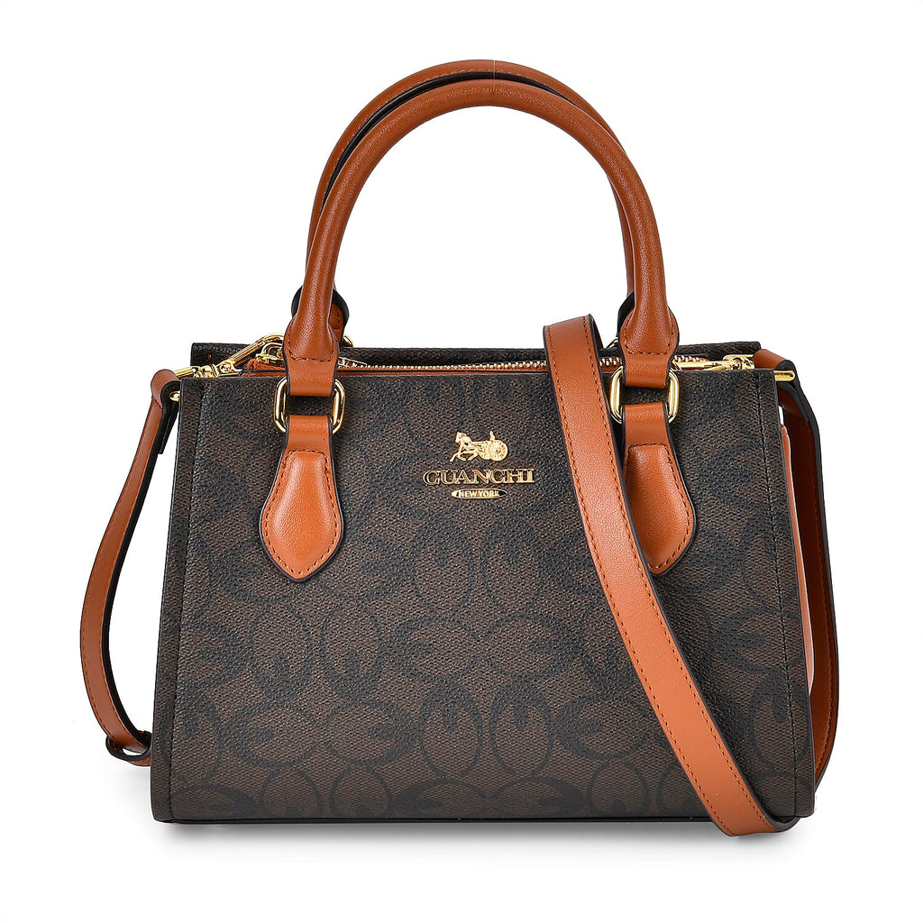 GUANCHI Crossbody Bag with Handle Drop - Dark Coffee & Brown