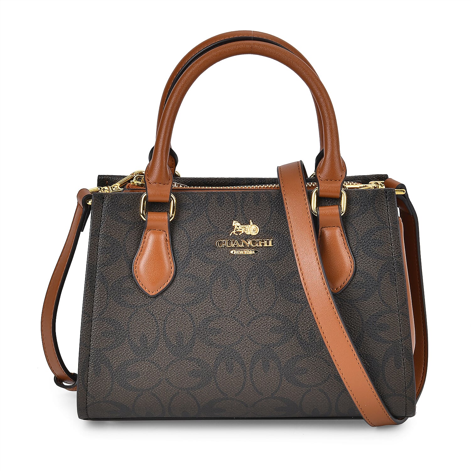GUANCHI Crossbody Bag with Handle Drop - Dark Coffee &amp; Brown 7705150 0