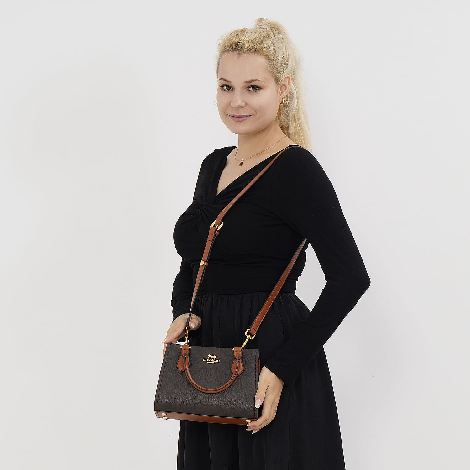 GUANCHI Crossbody Bag with Handle Drop - Dark Coffee &amp; Brown 7705150 1